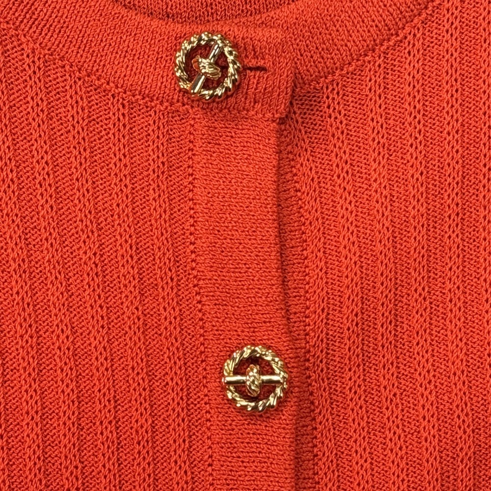 St. John Collection By Marie Gray Orange Knit Jacket Blazer Gold Buttons Luxe - Picture 7 of 13